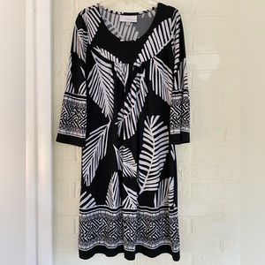Floral &Aztec pattern B&W Bell Sleeve Dress